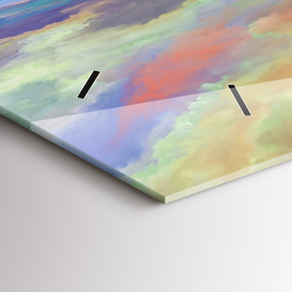 Horizontální skleněné hodiny na stěnu Abstraktní krajina