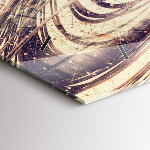 Horizontální skleněné hodiny na stěnu Abstraktní mechanismus