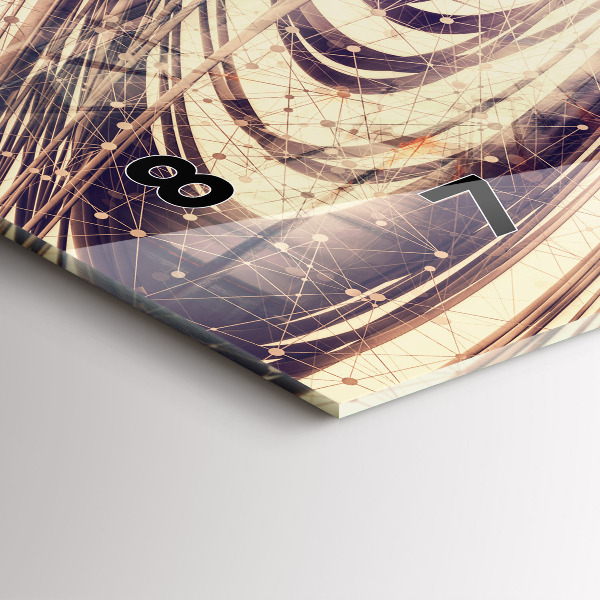 Horizontální skleněné hodiny na stěnu Abstraktní mechanismus