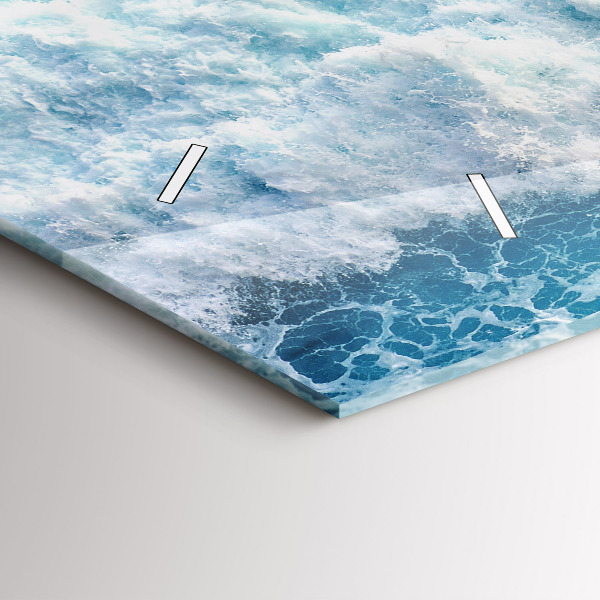 Horizontální skleněné hodiny na stěnu Mořské vlny