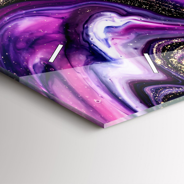 Horizontální skleněné hodiny na stěnu Abstraktní mramor