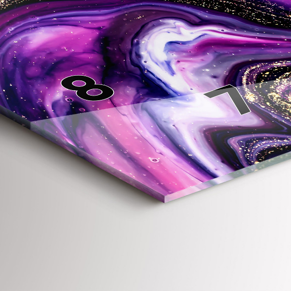 Horizontální skleněné hodiny na stěnu Abstraktní mramor