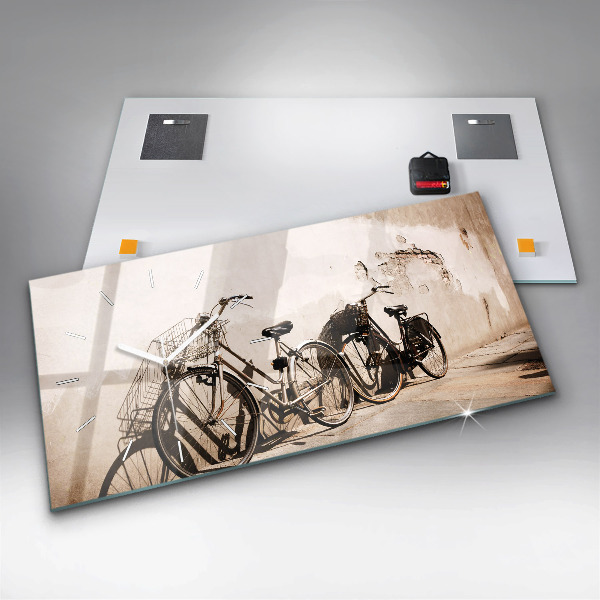 Horizontální hodiny na skle Italské jízdní kolo