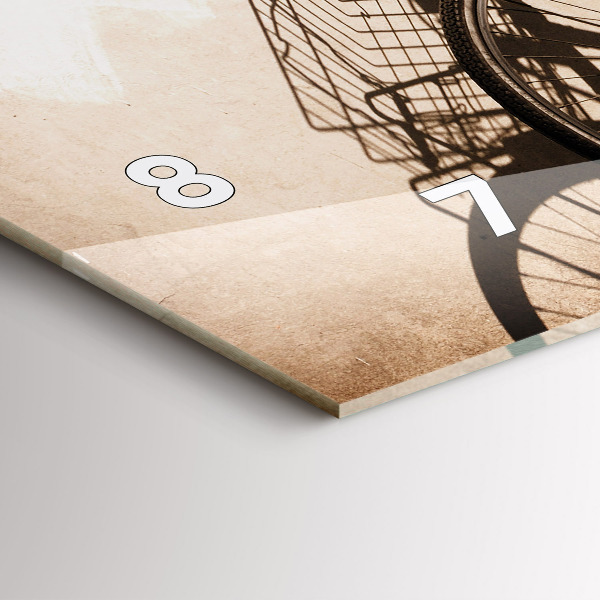 Horizontální hodiny na skle Italské jízdní kolo