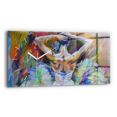 Horizontální skleněné hodiny na stěnu Malovaná baletka