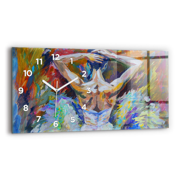 Horizontální skleněné hodiny na stěnu Malovaná baletka