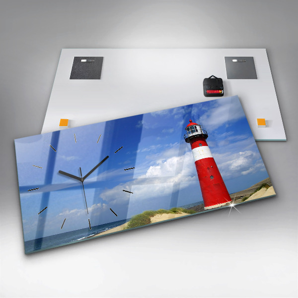 Horizontální hodiny na skle Maják