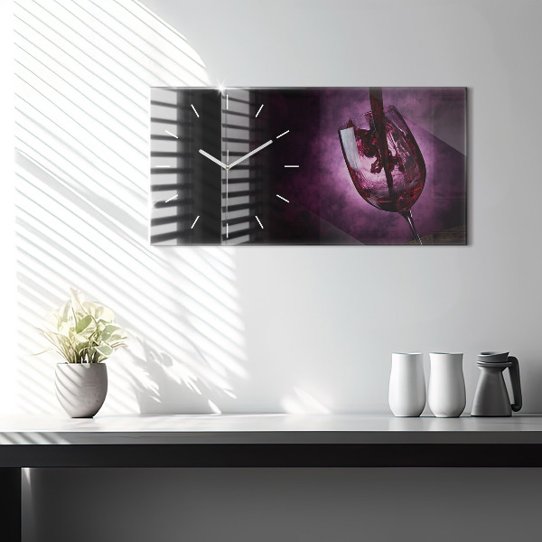 Horizontální hodiny na skle Sklenice na víno