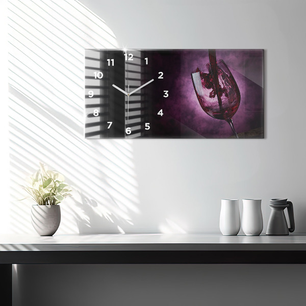 Horizontální hodiny na skle Sklenice na víno