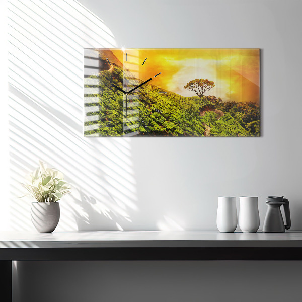 Horizontální hodiny na skle Čajový kopec