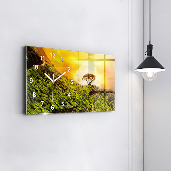 Horizontální hodiny na skle Čajový kopec