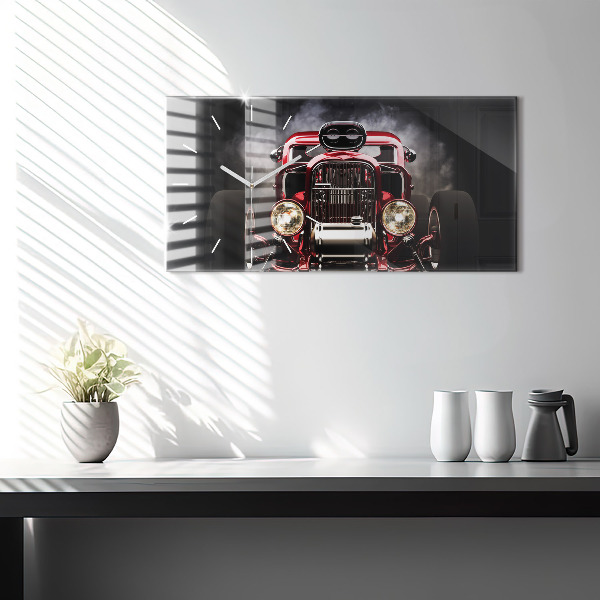 Horizontální hodiny na skle Staré historické auto