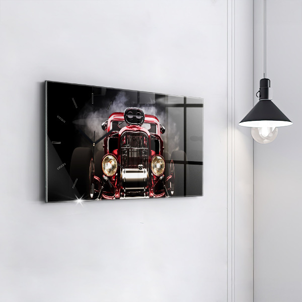 Horizontální hodiny na skle Staré historické auto