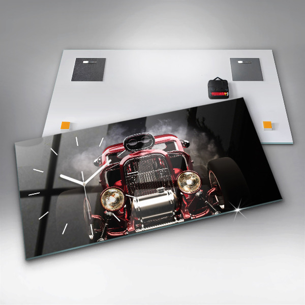 Horizontální hodiny na skle Staré historické auto