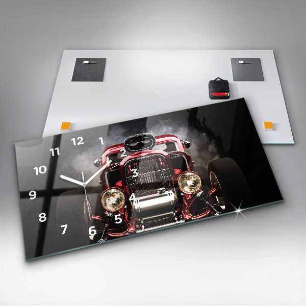 Horizontální hodiny na skle Staré historické auto