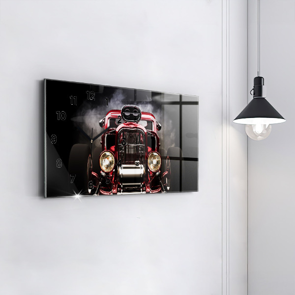 Horizontální hodiny na skle Staré historické auto