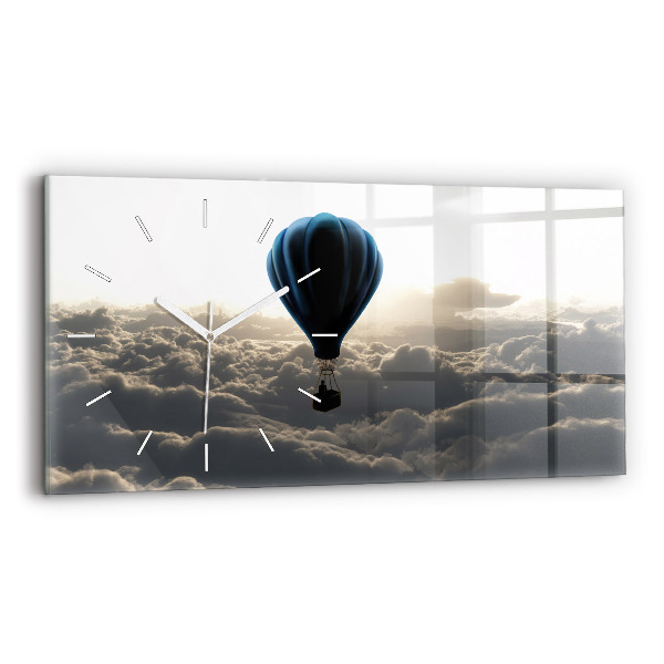 Horizontální hodiny na skle Balón na obloze