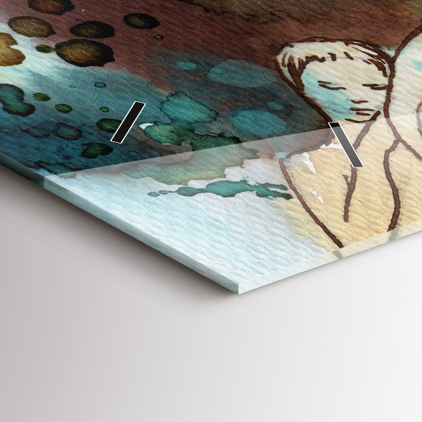 Horizontální hodiny na skle Abstrakce Žena