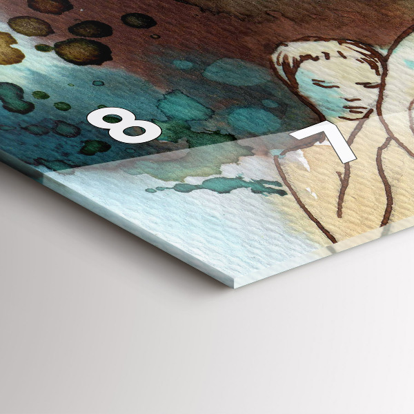 Horizontální hodiny na skle Abstrakce Žena