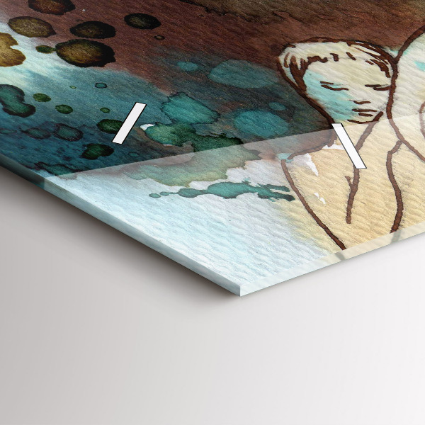 Horizontální hodiny na skle Abstrakce Žena