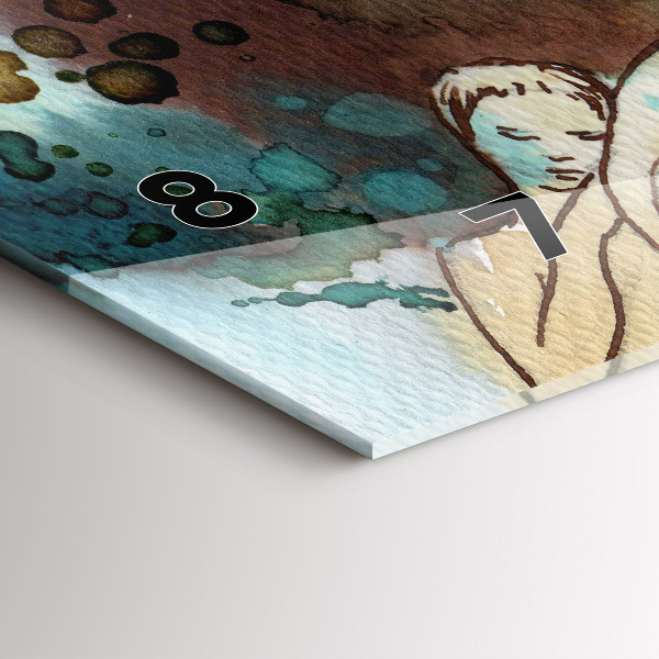 Horizontální hodiny na skle Abstrakce Žena