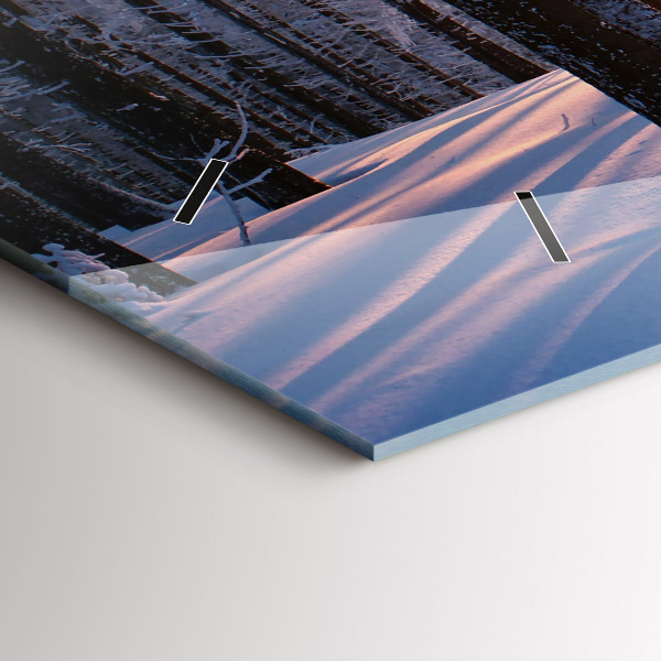 Horizontální hodiny na skle Les při západu slunce