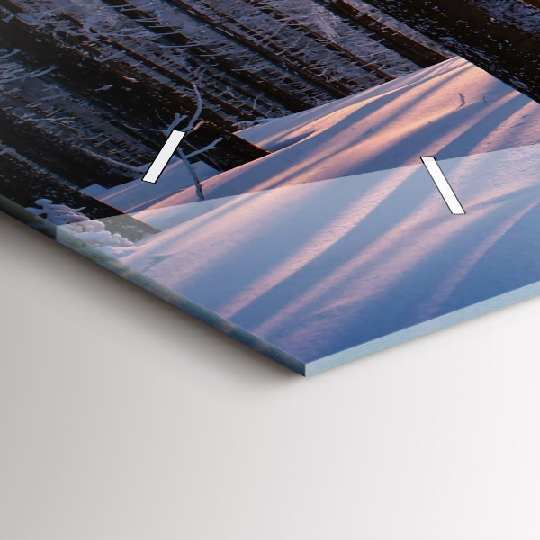 Horizontální hodiny na skle Les při západu slunce