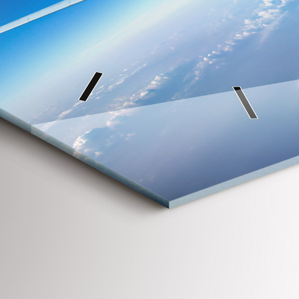 Horizontální hodiny na skle Letadlo Mraky