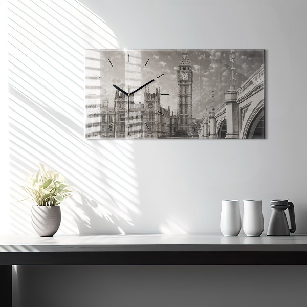 Horizontální hodiny na skle Londýn Anglie Big Ben