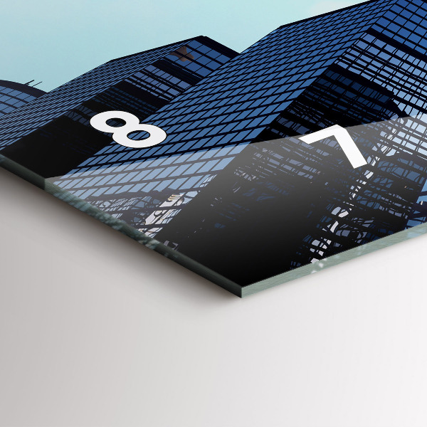 Horizontální hodiny na skle Letadlo nad budovami