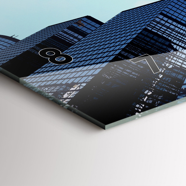 Horizontální hodiny na skle Letadlo nad budovami