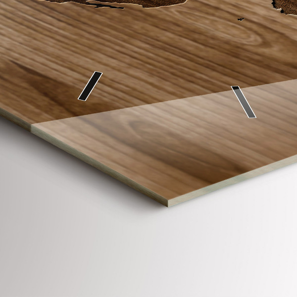 Horizontální hodiny na skle Mapa světa na dřevě