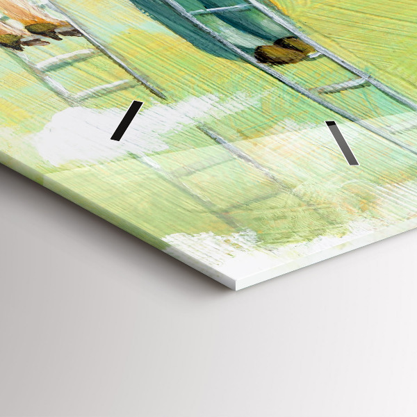 Horizontální hodiny na skle Lidé na žebříku