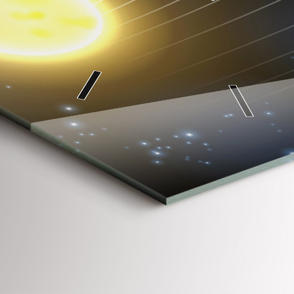 Horizontální skleněné hodiny na stěnu Sluneční soustava