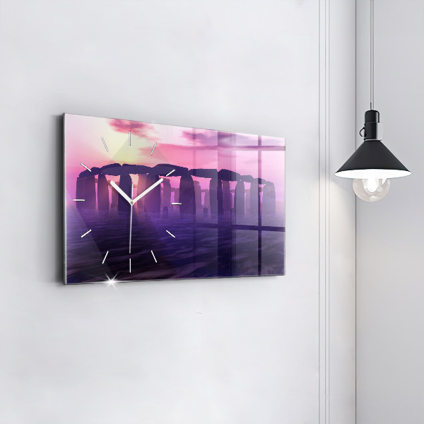 Horizontální hodiny na skle Západ slunce u Stonehenge