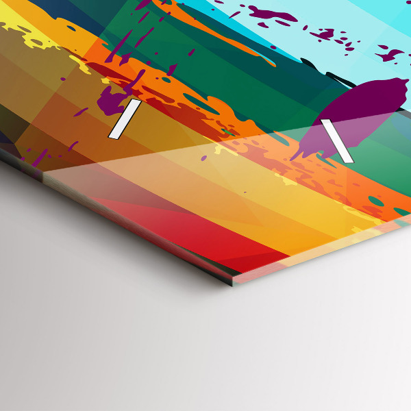 Horizontální skleněné hodiny na stěnu Abstraktní pozadí