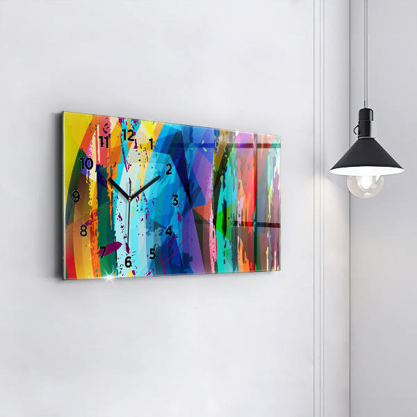 Horizontální skleněné hodiny na stěnu Abstraktní pozadí