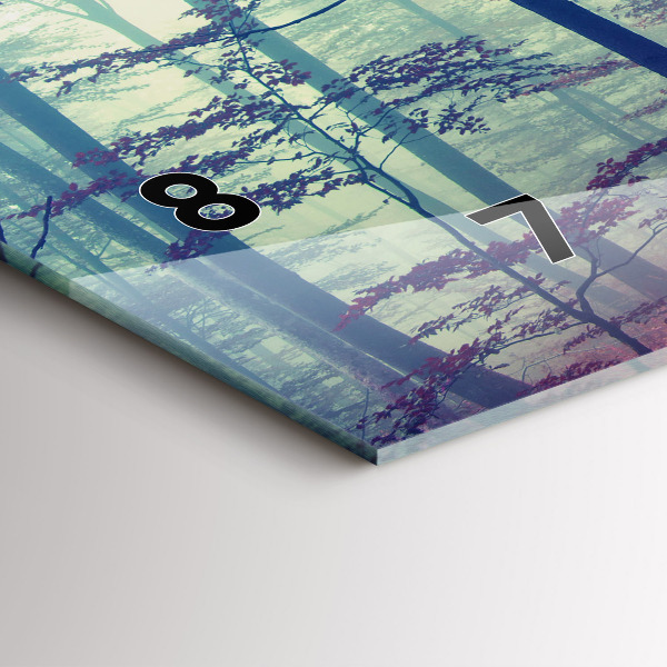 Horizontální skleněné hodiny na stěnu Podzimní cesta Lesní mlha