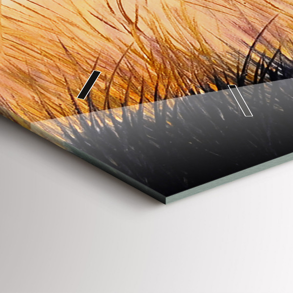 Horizontální skleněné hodiny na stěnu Jeřábi při západu slunce