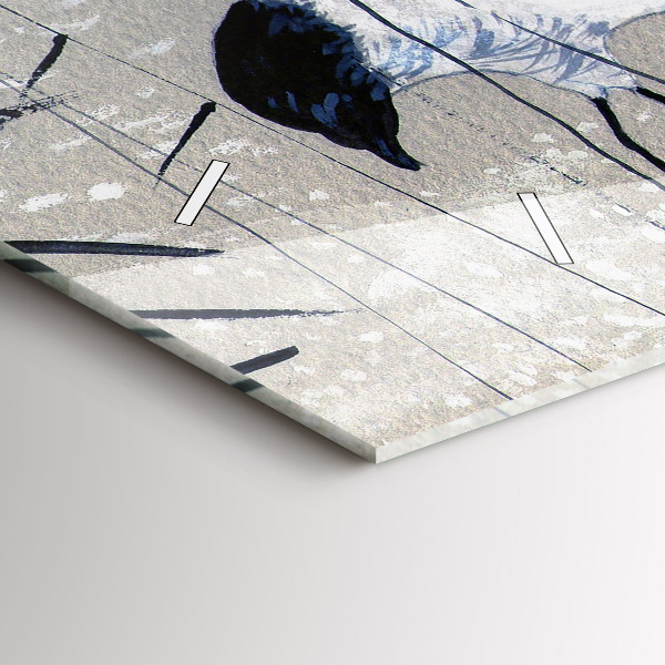 Horizontální skleněné hodiny na stěnu Jeřábi v rákosí