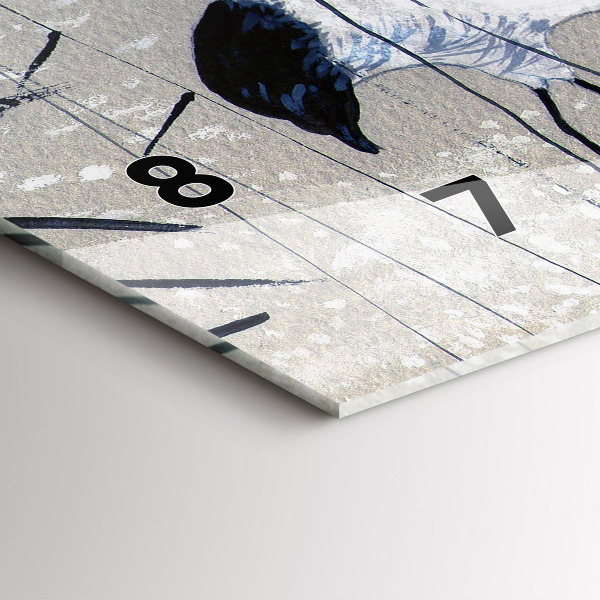 Horizontální skleněné hodiny na stěnu Jeřábi v rákosí