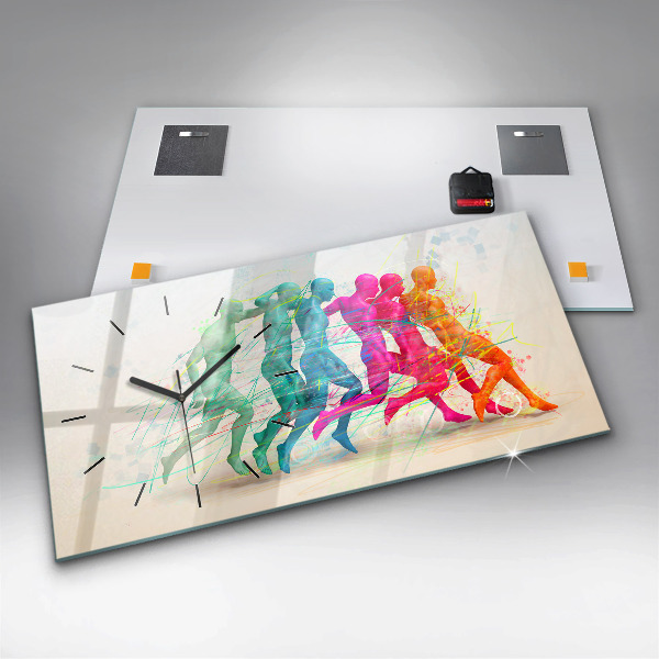 Horizontální skleněné hodiny na stěnu Barevní lidé