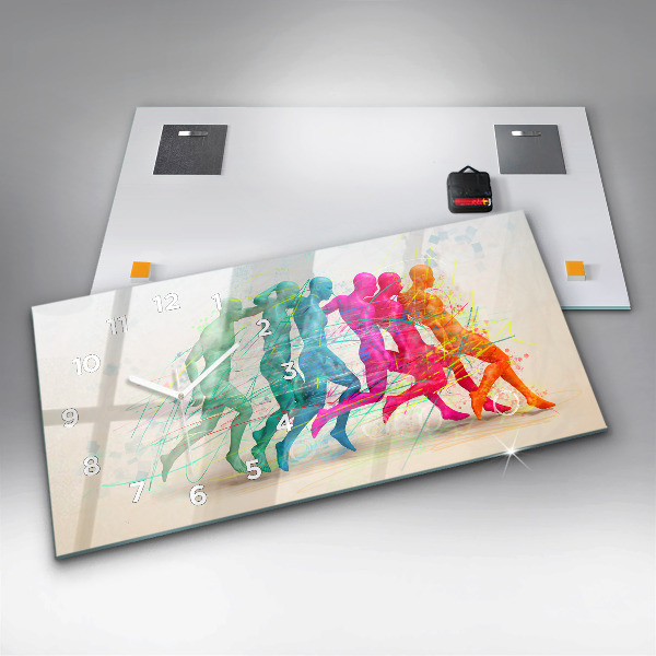 Horizontální skleněné hodiny na stěnu Barevní lidé