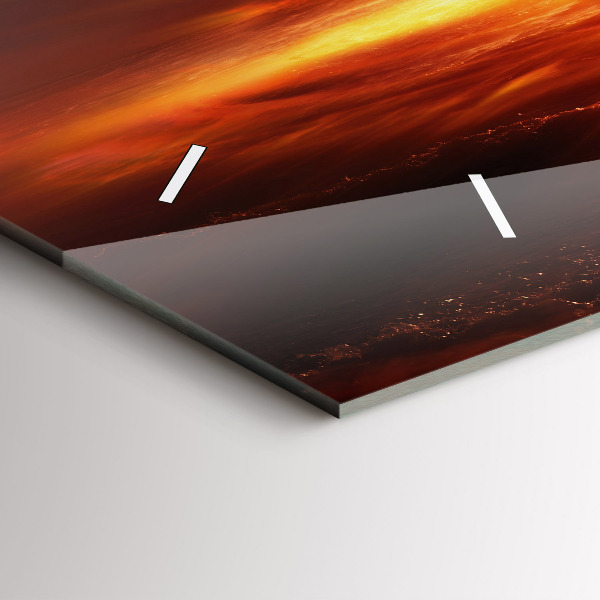 Horizontální skleněné hodiny na stěnu Výbuch atomové bomby