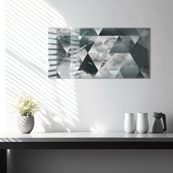 Horizontální skleněné hodiny na stěnu Abstraktní mořské vlny