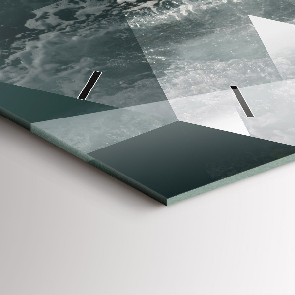 Horizontální skleněné hodiny na stěnu Abstraktní mořské vlny