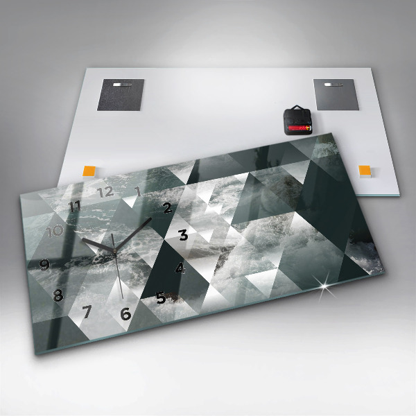 Horizontální skleněné hodiny na stěnu Abstraktní mořské vlny