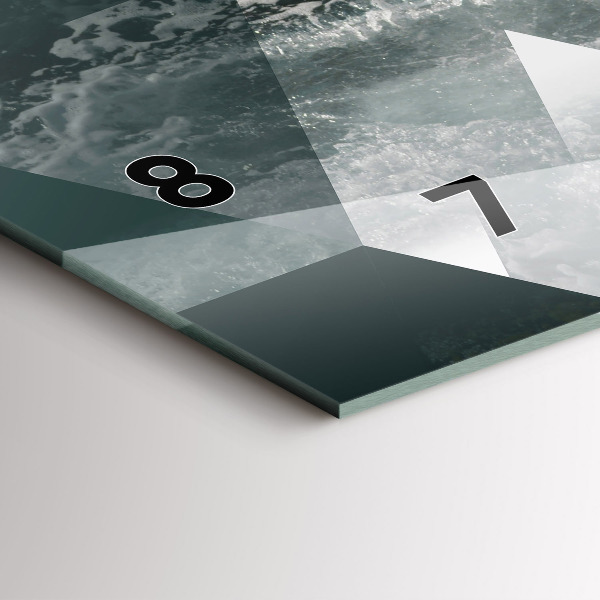 Horizontální skleněné hodiny na stěnu Abstraktní mořské vlny