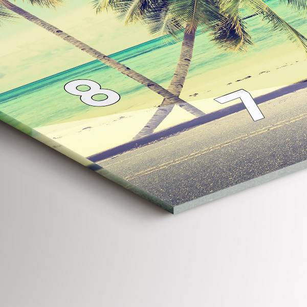 Horizontální skleněné hodiny na stěnu Auto se surfovacím prknem