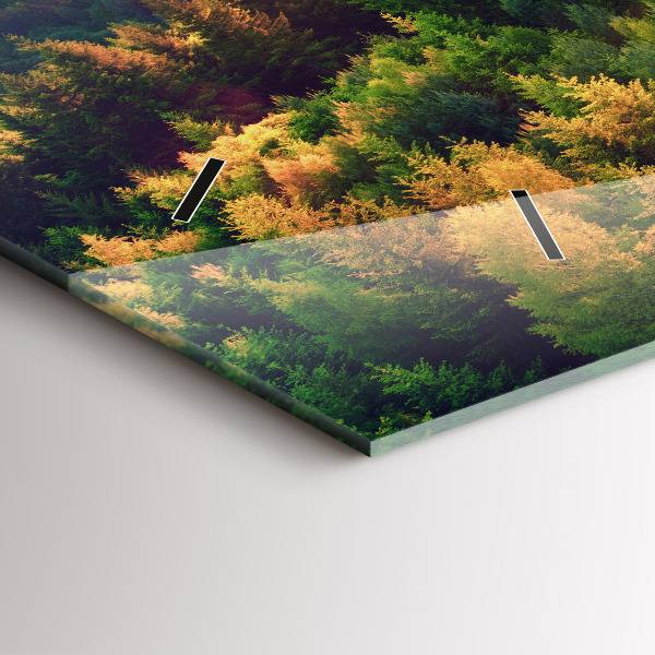 Horizontální skleněné hodiny na stěnu Západ slunce nad kopci